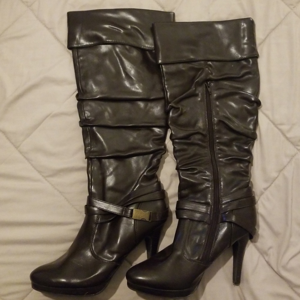 Over the Knee Dark Brown Boot Heels